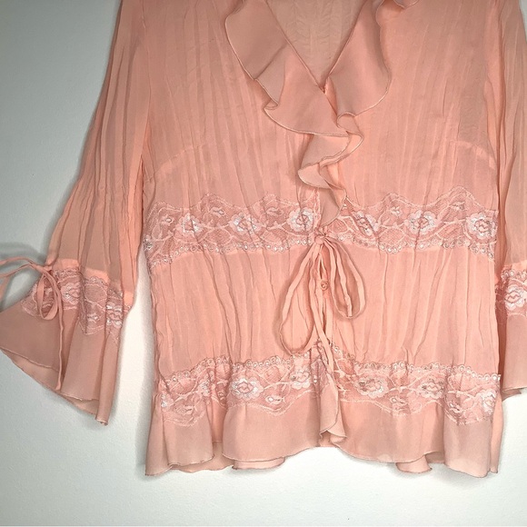 < Vintage Jaipur Peachy Ruffled Blouse > - Picture 2 of 6